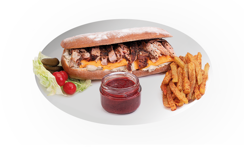 ساندویچ مرغ دودی کمبو